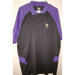 Minnesota Vikings Polo Shirt Reebok Black Play Dry Poly Embroidered NFL Size XL